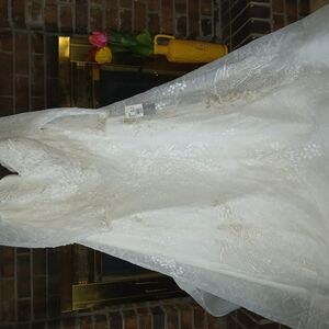 Oleg Cassini White and Gold Wedding Dress